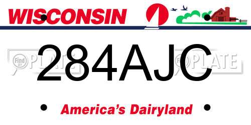 284AJC Wisconsin License Plate