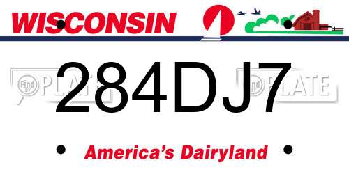 284DJ7 Wisconsin License Plate