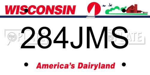 284JMS Wisconsin License Plate