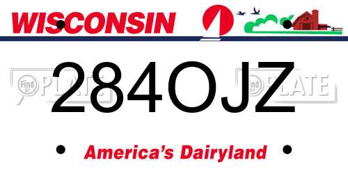 284OJZ Wisconsin License Plate
