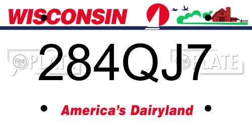 284QJ7 Wisconsin License Plate