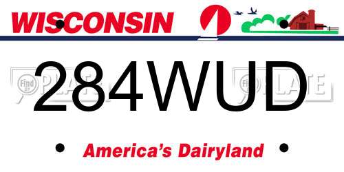 284WUD Wisconsin License Plate