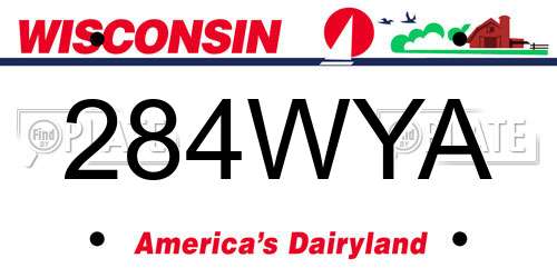284WYA Wisconsin License Plate