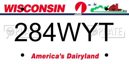 284WYT Wisconsin License Plate