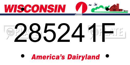 285241F Wisconsin License Plate