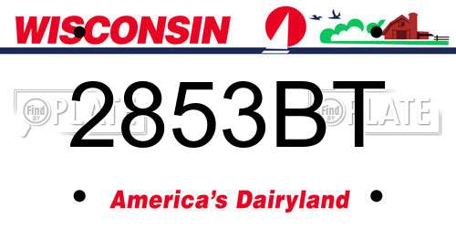 2853BT Wisconsin License Plate