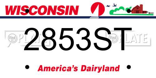 2853ST Wisconsin License Plate