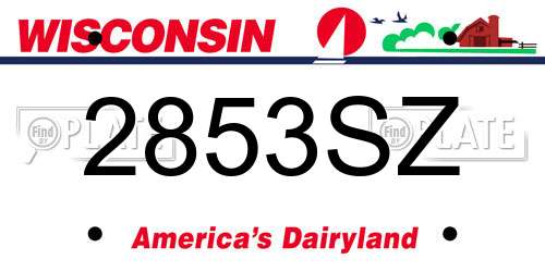 2853SZ Wisconsin License Plate