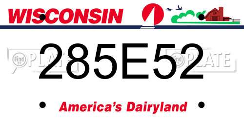285E52 Wisconsin License Plate