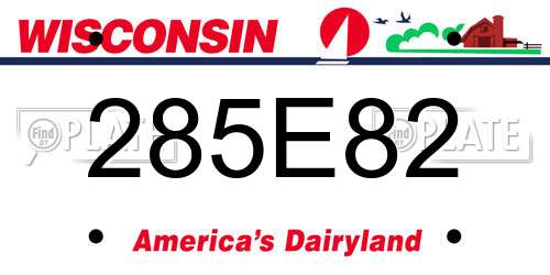 285E82 Wisconsin License Plate