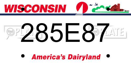 285E87 Wisconsin License Plate