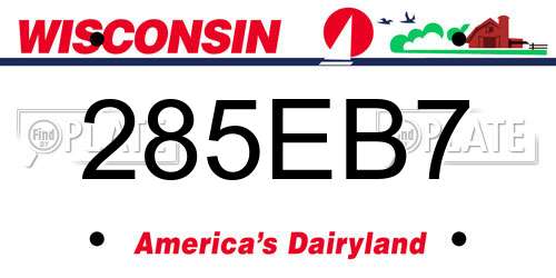 285EB7 Wisconsin License Plate