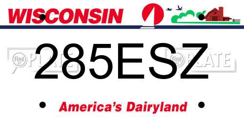 285ESZ Wisconsin License Plate