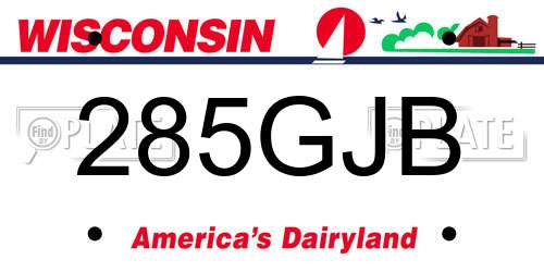 285GJB Wisconsin License Plate