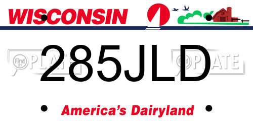 285JLD Wisconsin License Plate