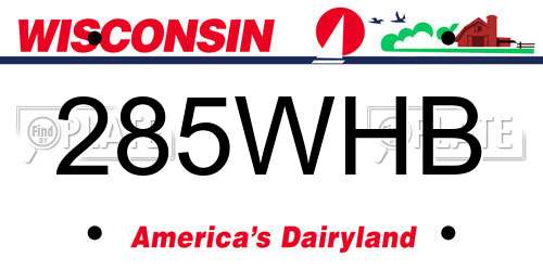 285WHB Wisconsin License Plate