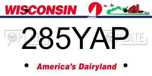 285YAP Wisconsin License Plate