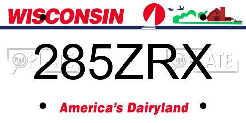 285ZRX Wisconsin License Plate