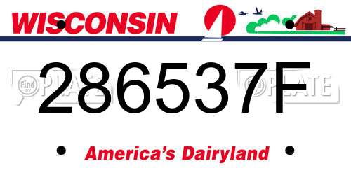 286537F Wisconsin License Plate