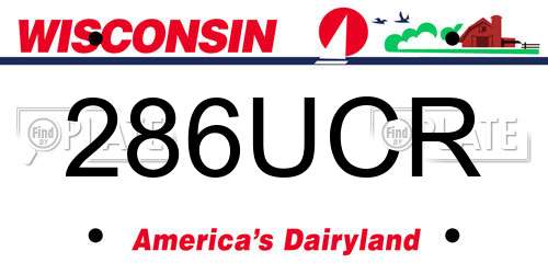 286UCR Wisconsin License Plate