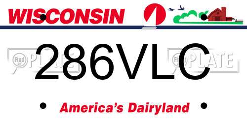 286VLC Wisconsin License Plate