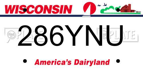 286YNU Wisconsin License Plate