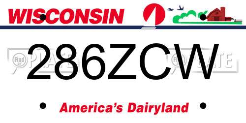 286ZCW Wisconsin License Plate