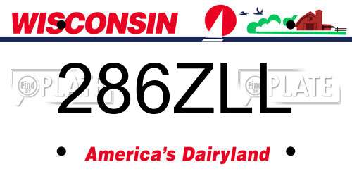 286ZLL Wisconsin License Plate