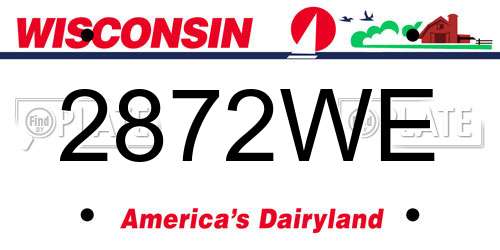 2872WE Wisconsin License Plate