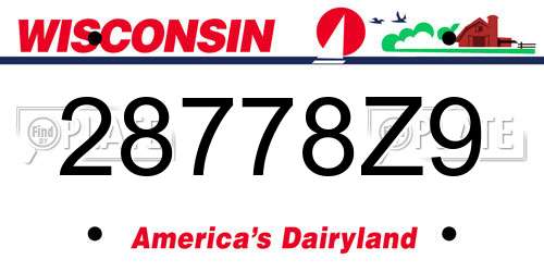 28778Z9 Wisconsin License Plate