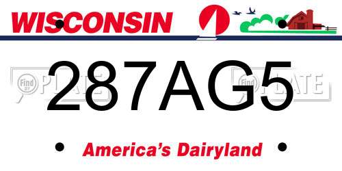 287AG5 Wisconsin License Plate