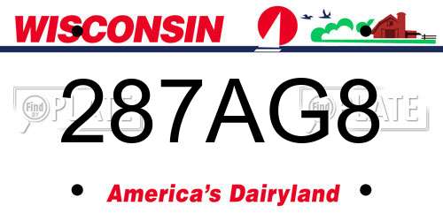 287AG8 Wisconsin License Plate