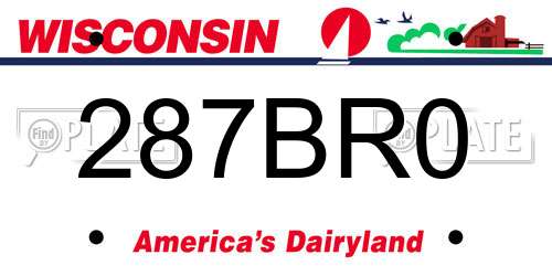287BR0 Wisconsin License Plate