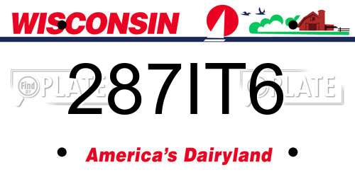 287IT6 Wisconsin License Plate