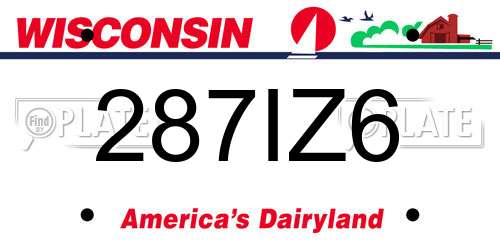 287IZ6 Wisconsin License Plate