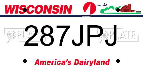 287JPJ Wisconsin License Plate