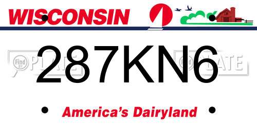 287KN6 Wisconsin License Plate