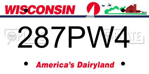 287PW4 Wisconsin License Plate