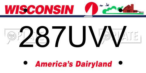287UVV Wisconsin License Plate