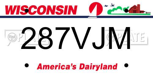 287VJM Wisconsin License Plate
