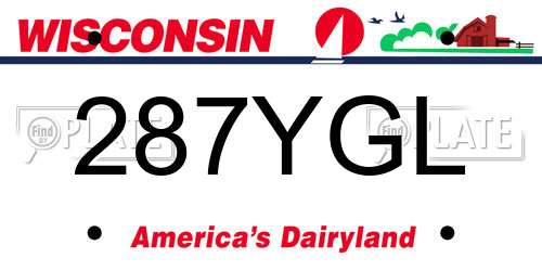 287YGL Wisconsin License Plate