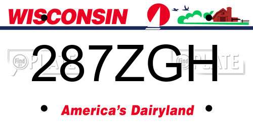 287ZGH Wisconsin License Plate