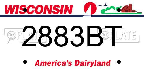 2883BT Wisconsin License Plate