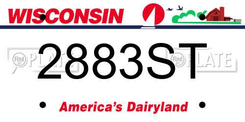 2883ST Wisconsin License Plate