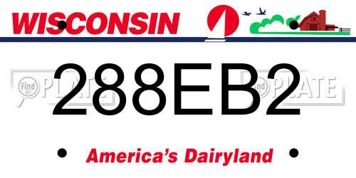 288EB2 Wisconsin License Plate