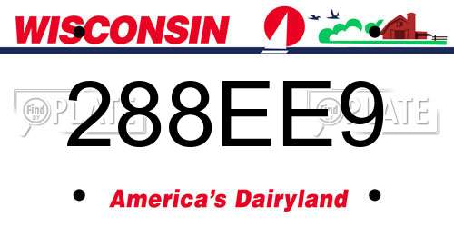 288EE9 Wisconsin License Plate