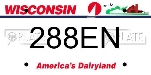 288EN Wisconsin License Plate