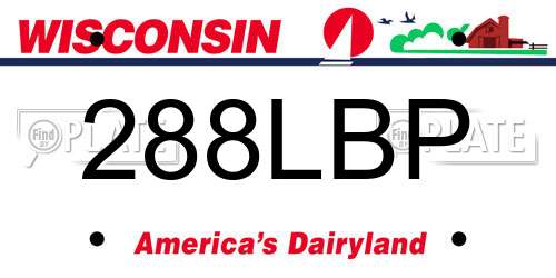 288LBP Wisconsin License Plate