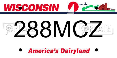 288MCZ Wisconsin License Plate