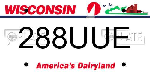 288UUE Wisconsin License Plate